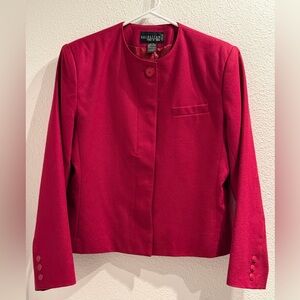 Vtg Nordstrom Point of View Wool Blazer Womens Magenta Size 12